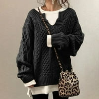 Cuhas Cardigan džemperi za žene Zimski topli dugi rukav novi džemper pletena konoplja uzorka Ležerni džemper ženski modni vrhovi crne boje