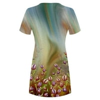 FSQJGQ Ljetne haljine Ležerne haljine za žene Boho Gradijent cvjetni ispis Sundress Crewneck Haljina