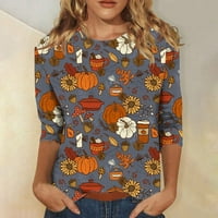 Tdoqot Halloween majice za žene - casual rukav bundeve grafički pad labavog vratnog vrata majica narančasti veličine l