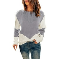Wotryit ženske posade izrez dugih rukava kontrastna košulja boja dvostruki džemper ženski džemperi