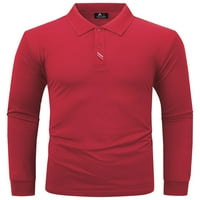 Polo majice za muškarce dugih rukava pune boje muške golf polo majice poslovna polo majica uzročno ovratnik golf tenis majica crvena