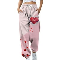 Ružičasti ženski povremeni džep elastične pantalone za elastične struke Duge ravne hlače Dukserice Jogers