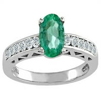 Tommaso Design originalni emerald pasijans zaručni prsten u KT bijeloj zlatnoj veličini ženka odraslih