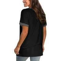 Ženski patchwork kratkih rukava V izrez Paketi Majica Labavi bluza Na vrhu Raglan vrhova Odjeća Vintage