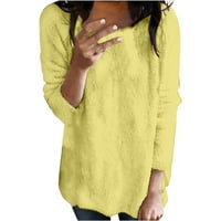 Lroplie pulover džemperi za žene plus veličine okrugli dekolte dugi rukav ženski džemperi posada h Tanki modni skakači žuti 5xl