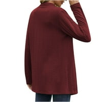 Bnwani Women Cardigan džemper vrhunska bluza s dugim rukavima Zimska čvrsta boja Kardigan labavi tunik Srednje vino pad džempera za žene Cardigan veličina XL