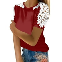 Bluza s kratkim rukavima Ležerne prilike ispisane modne V-izrez za žene svijetlo ljubičaste 4xl
