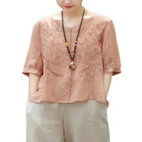 Ženska V-izrez Ležerne majice kratkih rukava s majicom s majicom