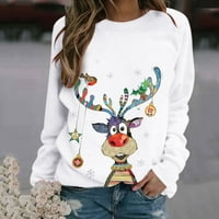 Zimske košulje za žene Trendy Božićno vino staklo Print dugih rukava pulover džemper od kaputa sa džepovima