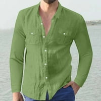 Muška košulja proljeće jesen gumb okrugli izrez čvrsta boja bluza dugih rukava za dugih rukava za muškarce